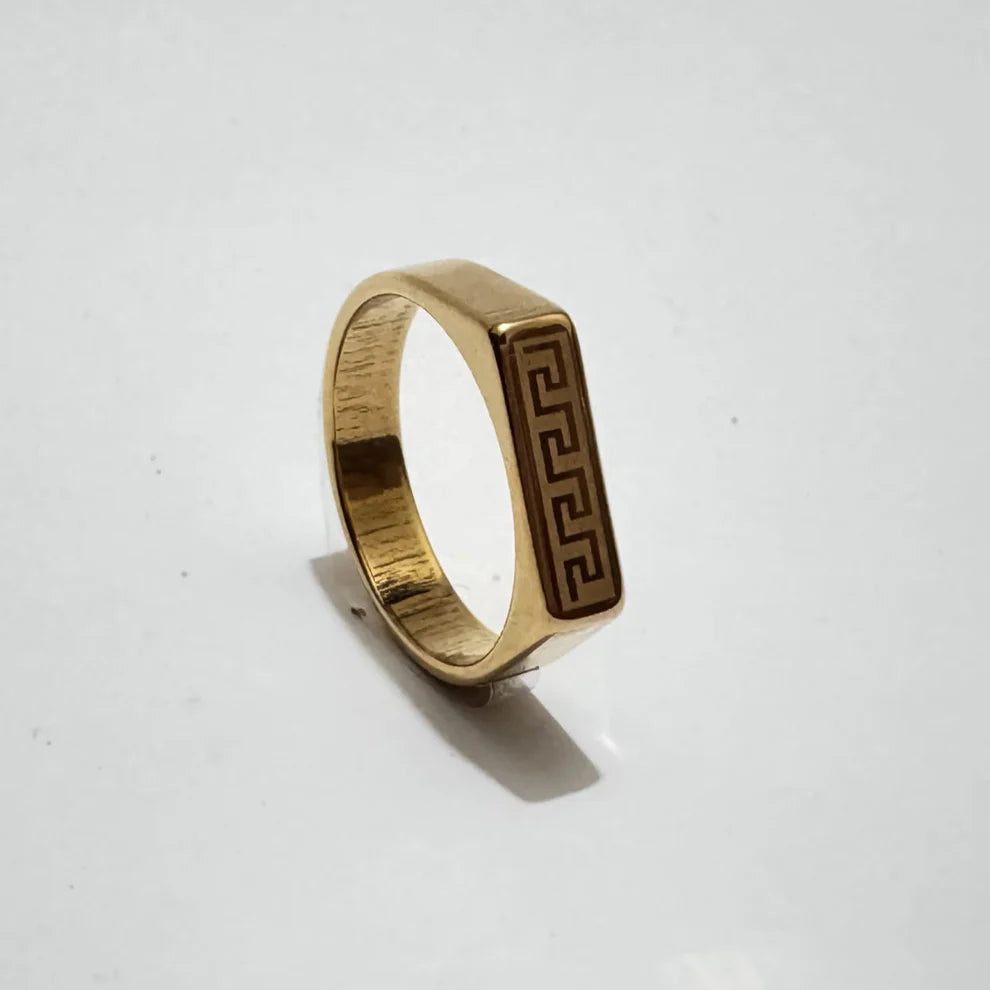 Regal Chevron Men's Jewelry Set | Gold Bracelet & Ring