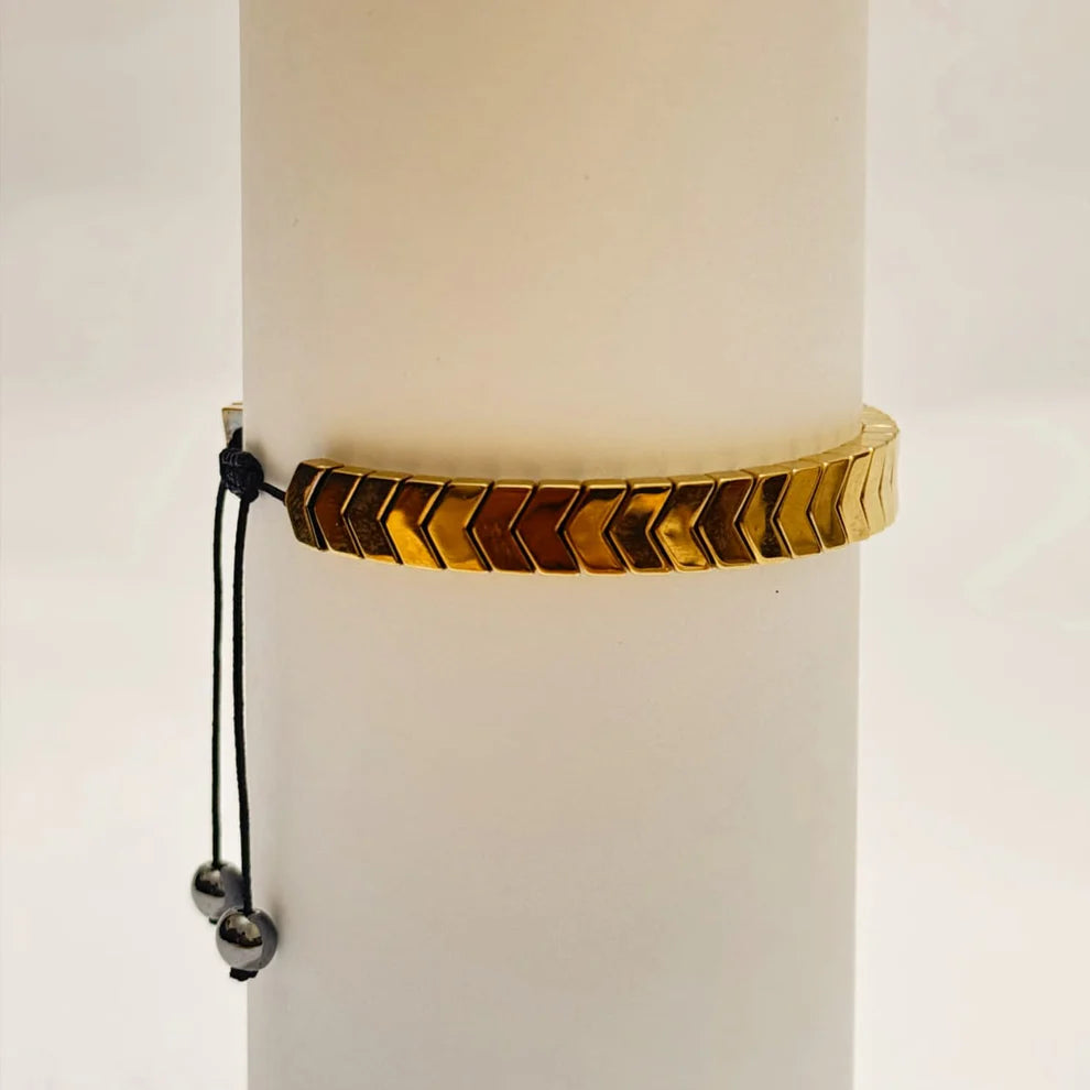 Regal Chevron Men's Jewelry Set | Gold Bracelet & Ring