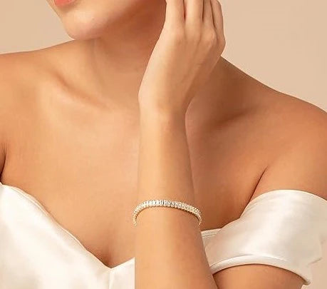 Bracelet with Shimmering Square Synthetic Gemstones